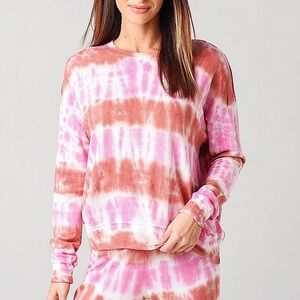SUNDRY Pink Barbiecore Tie Dye Longe Top Sweater NEW NWT​​
